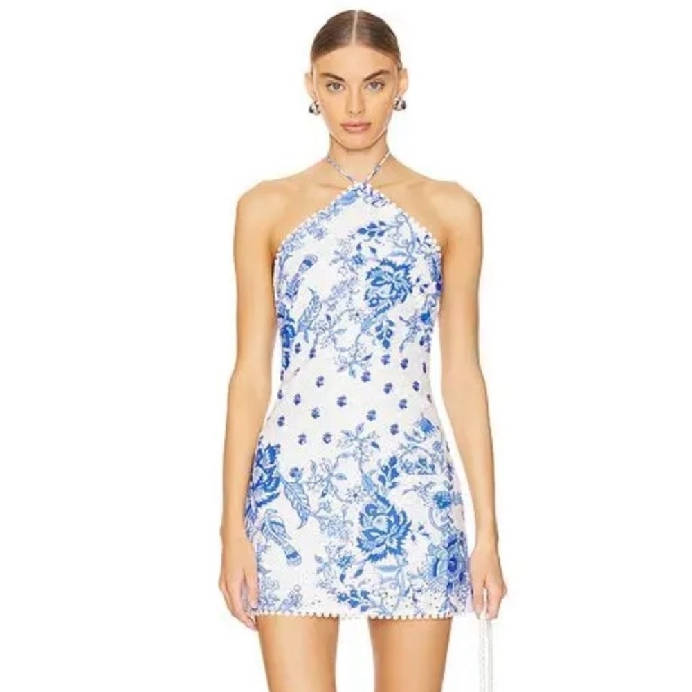 HEMANT & NANDITA Blue and White Mini Dress